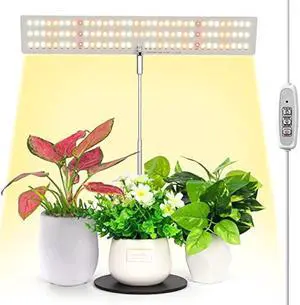 LORDEM Grow Light, Full Spectrum LED Plant Light for Indoor Plants, Height Adjustable Growing Lamp with Auto On/Off Timer 4H/8H/12H, 4 Dimmable Brightness, Ideal for Home Desk Plant Lighting