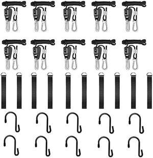 LANCHANCE 5 Pairs Adjustable Heavy-Duty Rope Hangers for Grow Lights - Hanging Kit with Pulley System and Suspension Hardware - Ideal for Plant Grow Light Setup