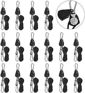 8 Pairs 1/8 Heavy Duty Ratchet Hangers, Adjustable Rope Hangers, Grow Light Rope Hangers for Grow Plant Fan Filter Light Room Equipment, 150 LB Capacity per Pair