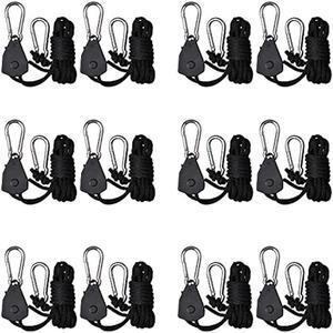 6 Pairs 1/8 inch Adjustable Heavy Duty Rope Hanger for Grow Light, Grow Tent Rope Clip Hanger Loose-Proof Design Light Fixture Hangers, 150lbs Weight Capacity 12 Pcs