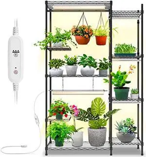 Bstrip Plant Shelf with Grow Light, Grow Light Shelf with 78W T5 Full Spectrum Grow Light , Plant Stand with Grow Light , Dimmable Plant Light with Timer, Seed Starting, Tray (41.4L x 13.8W x 63H)