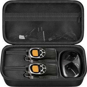 ANKHOH Walkie Talkie Case Holder for 50 Channel GMRS Two-Way Radio, Long Range Handheld Mobile Radios Hard Storage Carrying Box for Rechargeable Batteries, Charger and Headset, Black(Bag Only)
