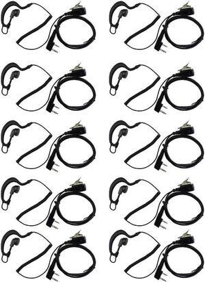Caroo Walkie Talkieds Earpiece G Shape Headset with Mic PTT for Kenwood TK-2107 TK-3107 BaoFeng Uv-5r Bf-888s 2 Way Radio10 Pack