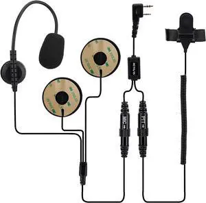 Retevis Open Full Face Motorcycle Helmet Two Way Radio Headset, Compatible RT22 RT21 H-777 RT68 RT22S RT19 Baofeng UV5R Walkie Talkie, 2 Way Radio Earpiece with Finger PTT and Mic(1 Pack)