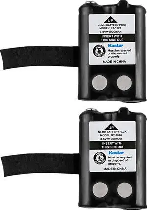 Kastar 2-Pack Ni-MH Battery Replacement for Uniden BT-1028, 58037235E Battery and Uniden GMR3040-3CK GMR3040-2CK GMR2638-2CK 2-Way Radio Walkie Talkies