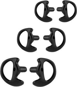 AIRSN Replacement Earmold Earbud Earplug for Motorola Kenwood Two-Way Radio Air Acoustic Coil Tube Audio Kits (Black,3 Pair-Small,Medium,Large)