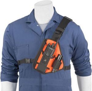 HOLSTERGUY RCH-101ORU (Orange) Radio Chest Harness Shoulder Radio Holster Chest Pack Adjustable Single Radio Pouch Two-Way Radio Holster for Motorola Radios and Walkie Talkies RCH-101ORU Made in USA