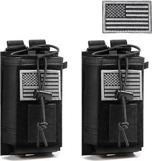 2 Pack Tactical Radio Holder Radio Case Molle Radio Holster Military Heavy Duty Radios Pouch Bag for Two Ways Walkie Talkies Adjustable Storage with 3 Pack Patch