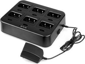 Retevis RT21 Six-Way Multi Unit Rapid Gang Charger Compatible with Retevis RT21 RT21V RT28 H-777S (not for H-777) RT53 Walkie Talkie and Batteries (1 Pack)