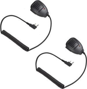 HYS Walkie-Talkie Handheld Speaker Mic, Shoulder Microphone PTT for BaoFeng UV-5R 5RA 5RB 5RC 5RD 5RE 5REPLUS 3R+ Kenwood Retevis Two Way Radio Accessories (2 Pack)