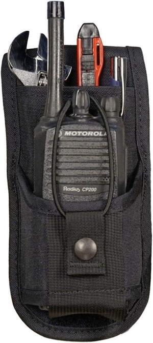 URH-801 Radio Belt Holster with Tool Pouch Also Functions as a Radio Shoulder Holster has Adjustable Radio Pouch That fits a Radio from 4-3/4" up to 8-1/2" Tall. Made in USA by Holsterguy.