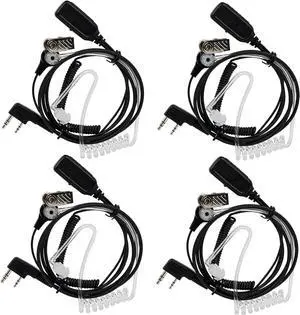 Retevis VOX Earpiece for 2 Pin Walkie-Talkie, Hands Free Earpiece, Compatible RT22 RT21 H-777 RT68 RT19 RT27 RT28 Two Way Radios, Security Acoustic Tube Earpiece for Radios (4 Pack)