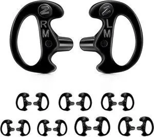 Zeadio 8-Pair Radio Earpiece, Soft Silicone Earmould Earbud Earplug for Walkie Talkie Acoustic Earpiece Headset, Two-Way Radio Coil Tube Audio Kits - Black