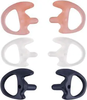 Yolipar Replacement Soft Silicone Eardud Earmold for Walkie Talkie Audio kit Air Acoustic Tube Earpiece Headset (Three-Colour, Large(3 Pairs))
