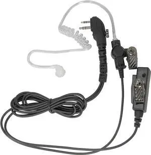 MaximalPower Clear Coil Tube Earbud Headset PTT Mic w/Kevlar HYTERA 2-Pin Plug with Screw