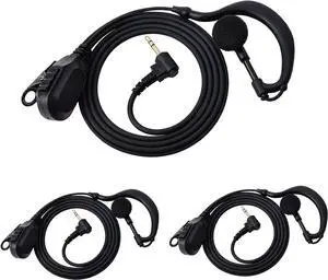 UAYESOK 1 pin G Shape Two Way Radio Earpiece for Motorola Talkabout Walkie Talkie T200 T200TP T260 T402 T460 T465 T600 T800 T6500 MC220R MR350R MS350R MJ270R(3 Pack)