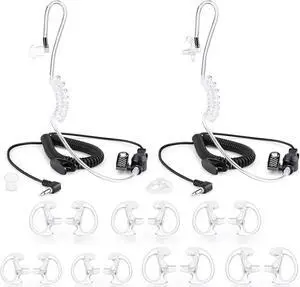 Zeadio 3.5mm Receiver/Listen ONLY Surveillance Headset Earpiece with Acoustic Tube and Earmold Earpiece for Smartphone, Two-Way Radios, Transceivers and Radio Speaker Mics Jacks (Pack of 2)