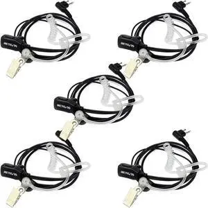 Retevis Acoustic Tube Ear Piece for Walkie Talkie,Compatible with Motorola CP100D CP185 CP200 CP200D GP300 GP2000 RDU4100 Mag ONE BRP40 A8 HYT TC610 Two Way Radio,2 Way Radio Earpiece with Mic(5 Pack)