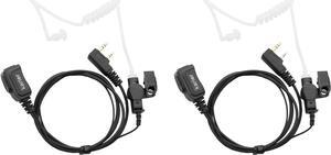 Karier Transparent Acoustic Tube Earpiece with Mic Compatible for Baofeng UV-5R BF-F8HP UV-82 Retevis H-777 RT21 RT22 Kenwood 2 Pin Two Way Radio Headset (2 Pack)