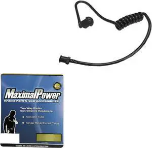 MaximalPower Twist On Replacement Black Coiled Acoustic Tube for Two-Way Radio Surveillance and Listen Only Earpiece (1 Pack)