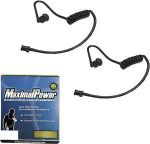 Pack of 2 FBI Style Black Twist On Replacement Acoustic Tube for Two-Way Radio Headsets by MaximalPower