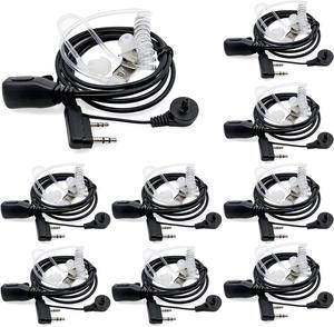 abcGoodefg Two Way Radio Earpiece Headset, 2 Pin 2.5mm/3.5mm Covert Acoustic Tube Walkie Talkie Headset with PTT Mic, Compatible for Baofeng UV5R 888S UV-82HP BF-F8HP Kenwood Retevis (10 Pack)