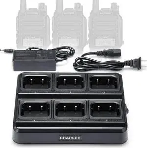 BAOFENG UV-9R Six Way Charger Desktop Charger Base for UV-9G GT-3WP UV-9R UV-9R Plus Two Way Radio and Battery (1 Pack)
