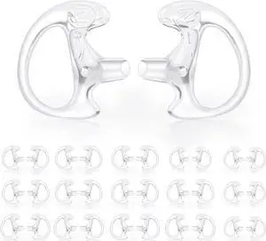 Zeadio Earmould Earpiece Earbud Earplug for Two-Way Radio Coil Tube Audio Kits (Clear, Pair of 16)