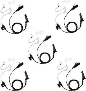 Caroo XPR 7550e Earpiece for Motorola 5 Pack, 2 Wire Headset with One Pair Medium Earmolds for Motorola APX6000 XPR6350 7350 7350e 7580 7580e 2 Way Radio Walkie Talkie
