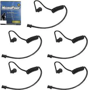 MaximalPower Twist On Replacement Black Coiled Acoustic Tube for Two-Way Radio Surveillance and Listen Only Earpiece (5 Pack)