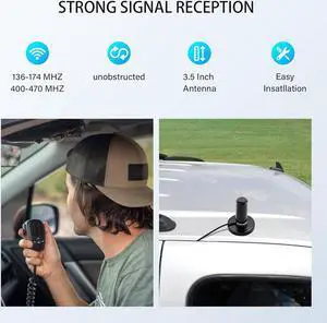 Anina 3.5 Inch NMO Dual Band VHF UHF Antenna with Magnetic Antenna Base PL-259 RG58 Coaxial Cable NMO Mount Cap for CB Ham Radio Marine Two Way Radio