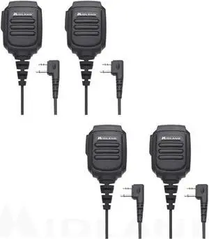 Midland AVPH10 Handheld/Wearable Speaker Microphone with Push-to-Talk for GMRS Radios (4-Pack)
