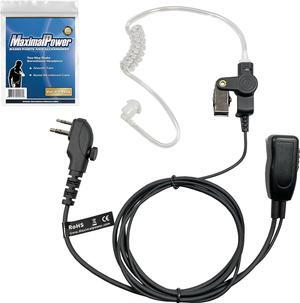 MaximalPower HYTERA HYT Single Wire 2-Pin Radio Earbud Headset PTT Mic in-Ear Clear Coil Tube