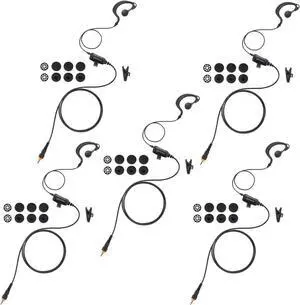 commountain Earpiece with Mic Compatible for Motorola Radios CLP1010, CLP1040, CLP1060, CLP 1010, CLP 1040, CLP 1060, CLP G Shape Earhook Headset-5 Pack