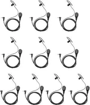Karier 1 Pin Walkie Talkie Headset Earpiece with PTT Mic and Soft Silica Earloops for Motorola MD200TPR MH230R MR350R MS350R MT350R MG160A MH230TPR Radios (10 Pack)