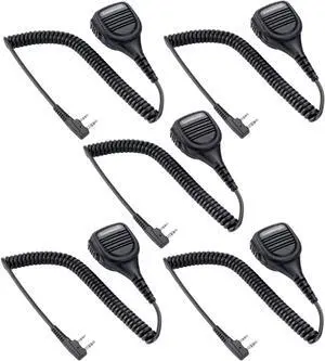 commountain Heavy Speaker Mic Compatible with Baofeng Radios BF-F8HP BF-F9 UV-82 UV-82HP UV-82C UV-5R UV-5R5 UV-5RA UV-5RE UV-5X3 and Kenwood BTECH Retevis TYT Radios, Shoulder Microphone-5 Pack