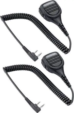 commountain Heavy Speaker Mic for Baofeng Radios BF-F8HP BF-F9 UV-82 UV-82HP UV-82C UV-5R UV-5R5 UV-5RA UV-5RE UV-5X3 V2+ BTECH Retevis Radioddity TYT Kenwood Radios, Shoulder Microphone-2 Pack