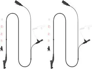 commountain APX 6000 XPR 7550e Earpiece w/Mic for Motorola Radios APX 8000 APX 7000 4000 XPR 7350e 7580e 7380e XPR 7550 7350 APX6000 APX7000 APX8000 XPR7550e, Two Wire Surveillance Headset-2 Pack