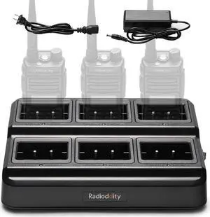 Radioddity GM-30 GMRS Handheld Radio Six-Way Charger Multi-Unit Charger Station, Compatible for BL-13UV Battery, Use for TD-H5 P15UV UV-88 RT-85 GM-15 MU-5, 1 Set