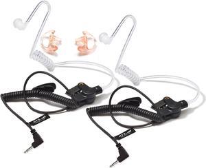 HYS 2.5mm Receiver/Listen ONLY Surveillance Acoustic Tube Earpiece Headset Shoulder with One Pair Medium Earmolds(Left and Right)