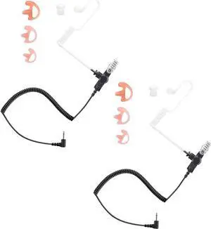 commountain 3.5mm Listen Only Earpiece for Speaker Mic of Motorola Kenwood Baofeng etc, Acoustic Tube Receive Only Headset w/ 3 Earmolds, for Police Security and Law Enforcement Use-2 Pack