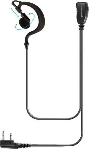 Single Wire Earhook Earpiece for Baofeng Radios BF-F8HP BF-F9 UV-82 UV-82HP UV-82C UV-5R UV-5R5 UV-5RA UV-5RE UV-5X3 V2+ and BTECH Retevis TYT Wouxun Kenwood Radios, G Shape Headset