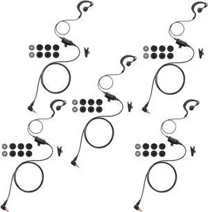 commountain SL300 SL3500e Earpiece with Mic Compatible for Motorola Radios TLK 100 TLK 110 SL7550 SL7550e SL7580 SL7580e SL7590 SL7590e SLN 1000 SL, TLK100 TLK110 SLN1000 G Earhook Headset-5 Pack