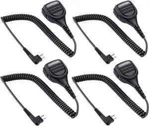 commountain Speaker Mic for Motorola Radios R2 BPR40D BPR40 CP100D CP200D CP200 CP185 CLS1410 CLS1110 DLR1060 RDU4100 RDU4160D RMU2040 RMU2080D CLS DTR RDU RMU,2 Pin Shoulder Microphone-4 Pack