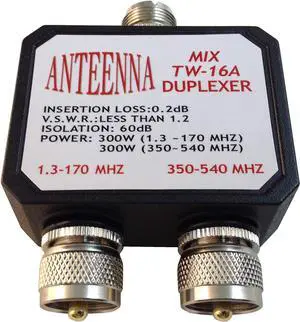 Anteenna TW-16A Duplexer SO-239-PL-259(VHF 1.3-170MHz)/PL-259(UHF 350-540MHz)