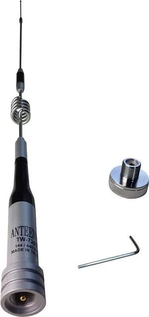 Anteenna TW-7200 Ham Mobile Antenna with UHF Male Connector 144/440MHz VHF/UHF 2m/70cm Max Powr 150W 1 PC Free White Color of Adaptor Connector NMO to UHF Female (SO-239)