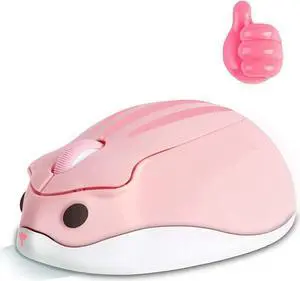 elec Space 2.4G Wireless Mouse, Cute Animal Hamster Shape Silent Mouse with Gift 1 Random Color Cable Clip, 3 Buttons Cordless Mouse for PC Mac Laptop Notebook Computer-Pink
