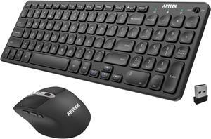 Arteck 2.4G USB Wireless Keyboard and Mouse Combo Ultra Slim Compact Keyboard Keyboard and Ergonomic Mouse for Computer Desktop PC Laptop and Windows 11/10/8/7 Build in USB-C Rechargeable Battery
