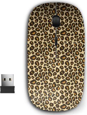 KAWAMOUSE 2.4G Ergonomic Portable USB Wireless Mouse for PC, Laptop, Computer, Notebook with Nano Receiver (Leopard Cheetah Skin)