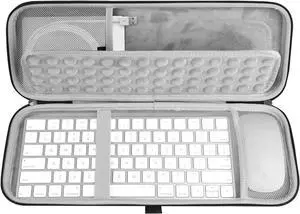 Geekria Hard Case Compatible with APPL Magic Keyboard + Magic Mouse Wireless Keyboard and Mouse Combo (Light Grey)